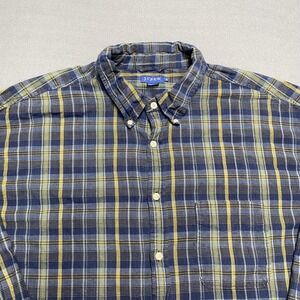 J.Crew Shirt Mens 2XL‎ Blue Yellow Plaid Button Down Long Sleeve Pocket Casual